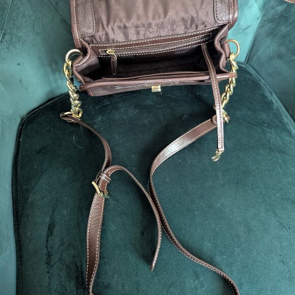 Michael Kors Brown Leather and Calfhair Margo Top Handle Satchel Bag - Picture 3 of 12